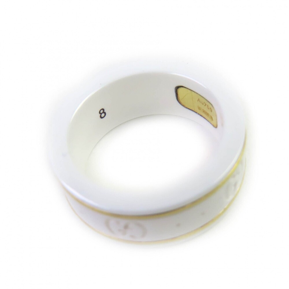 GUCCI Icon Ring, 18K White Gold, Ceramic, 4.5g, Made in Italy, Approx. Japane... - Picture 9 of 11